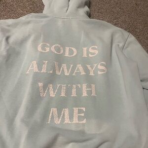 Light Blue Hoodie with Inspirational Text